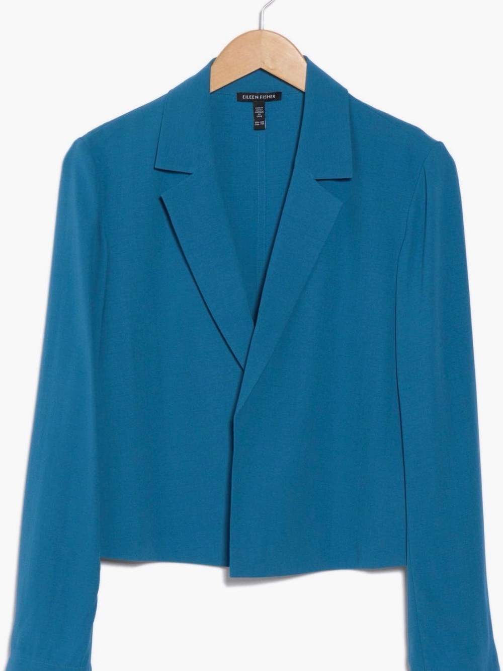 Eileen Fisher Teal Open-Front Cropped Blazer